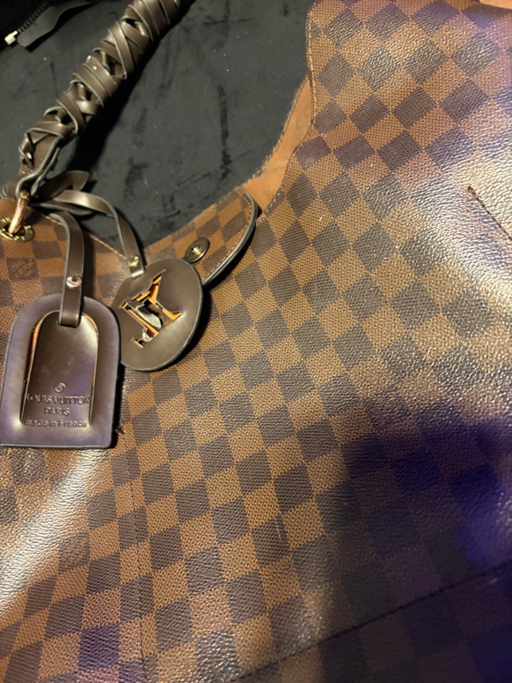Louis Vuitton Brown Checkered Damier Ebene Shoulder Tote